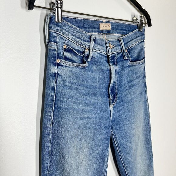 Mother Sz 25 The Mid Rise Dazzler Ankle Fray Jeans Riding The Cliffside Blue - Picture 10 of 10